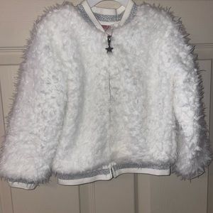 Wonder nation fuzzy white jacket.